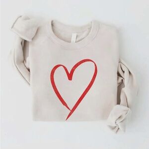 Heart Print Shirt - Cream and Red